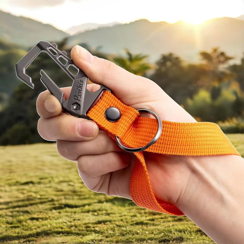 Pxvikis Metal heavy duty key chain carabiner clip bottle opener wrist lanyard ring car key fob unisex for men and women - Image 4